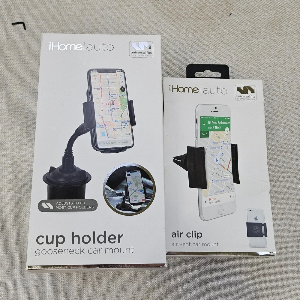 iHome Auto Cup Holder Gooseneck Car‎ Mount & Air Vent Clip Mount Universal Fit